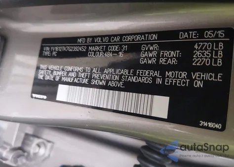 2016 Volvo S60 T5 Premier z USA, uszkodzony, nr VIN YV1612TK7G2392452